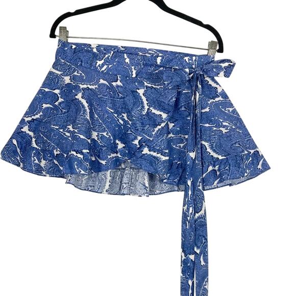 New CAROLINE CONSTAS Beach Skirt M Blurred Paisley Wrap Ruffle Curve Hem Tie - Picture 1 of 10